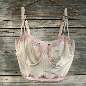 'Victoria's Secret' satin cream pink lace 38DDD balconette bustier